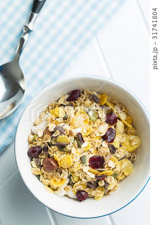 Tasty homemade muesli with nuts. Tasty homemade muesli with nuts. 31741804