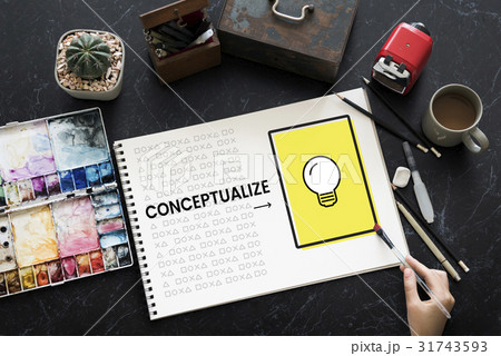 Hand working on notebook network graphic overlay 31743593