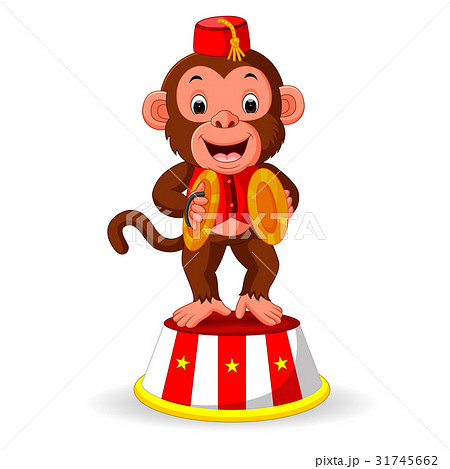 Cute Monkey Playing Percussion Hand Cymbalsのイラスト素材