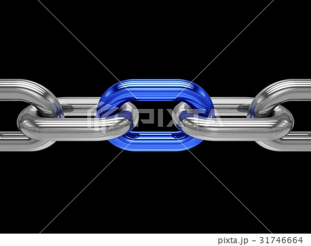 3D rendering Chain with blue link on black 31746664