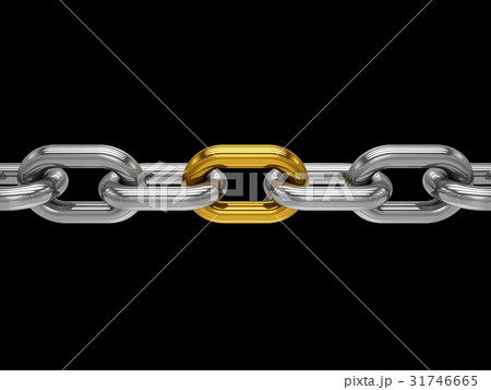 3D rendering Chain with gold link on black 31746665