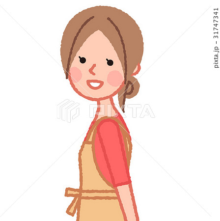 体が横を向いた笑顔の女性のイラスト素材