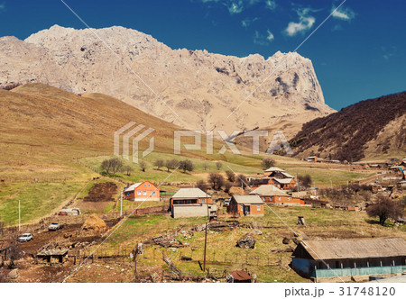 rural scene of spring village mountain Caucasus rural scene of spring village mountain Caucasus 31748120