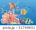紅型風沖縄の海の風景-熱帯魚とサンゴ 31749631