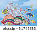 紅型風沖縄の海の風景-熱帯魚とサンゴ 31749633