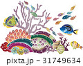 紅型風沖縄の海の生物-熱帯魚とサンゴ 31749634