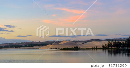 Scenic sunset on a lake among the sands in Vietnam 31751299