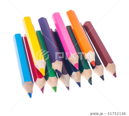 Set of colored pencils on white background for 31752136