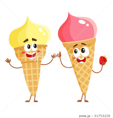 Two funny ice cream cone characters - strawberry 31753220