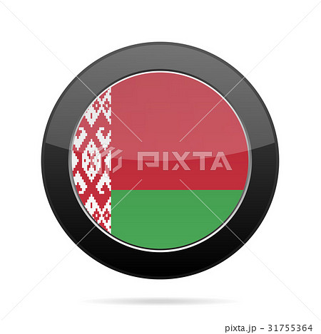 Flag of Belarus. Shiny black round button.