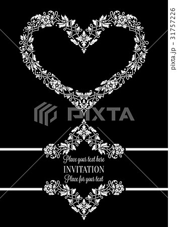 Floral invitation card with black and white frame Floral invitation card with black and white frame 31757226