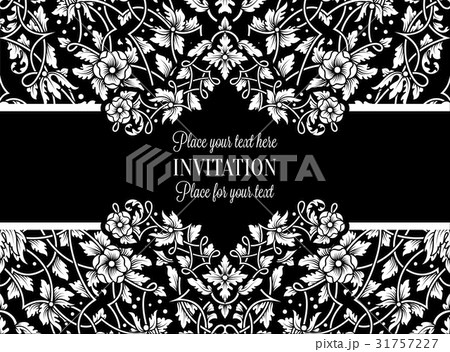 Floral invitation card with black and white frame 31757227
