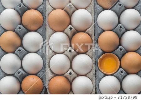 Chicken eggs in the cell egg tray Chicken eggs in the cell egg tray 31758799