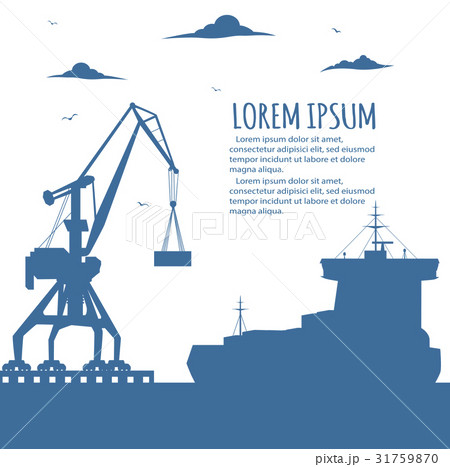 Seaport banner with port crane silhouette 31759870