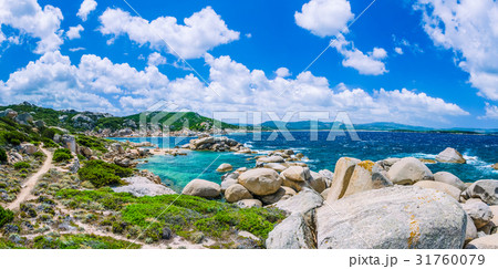 Walking path along sandstone rocksy coastline of 31760079