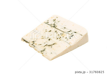 Slice of soft blue cheese with mold isolated Slice of soft blue cheese with mold isolated 31760825