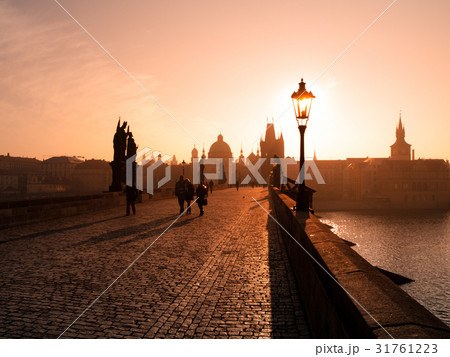 Charles Bridge at sunset time, Old Town of Prague Charles Bridge at sunset time, Old Town of Prague 31761223