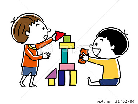 子供 積み木で遊ぶのイラスト素材 31762784 Pixta