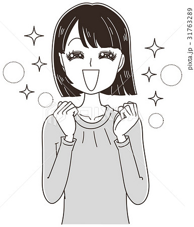 喜ぶ女性 少女漫画風のイラスト素材