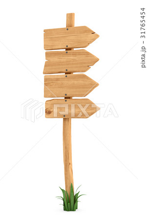 3d rendering of a wooden pole with some grass on 3d rendering of a wooden pole with some grass on 31765454