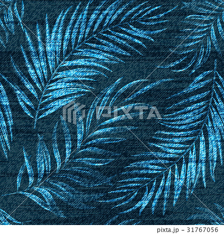 Vector denim exotic palm leaf seamless patternのイラスト素材 [31767056] - PIXTA