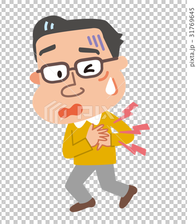 男性　更年期　胸の痛み　イラスト 31769645