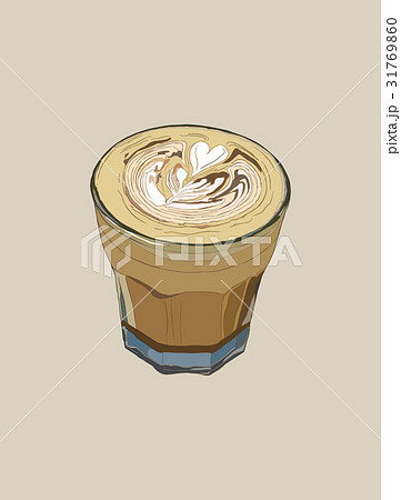 hot coffee with latte art, sketch vecrtor. 31769860