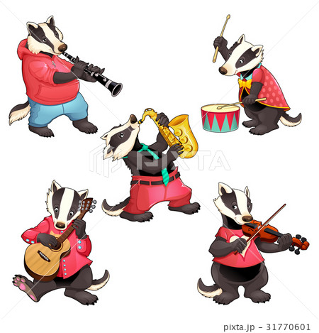 Group of funny badgers are playing music 31770601