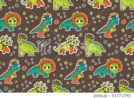 Dinosaurs objects seamless pattern. 31771340