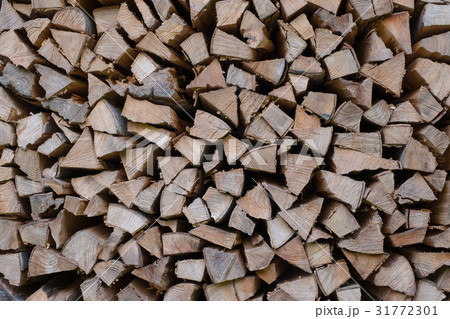 Row of fire wood stock for winter 31772301