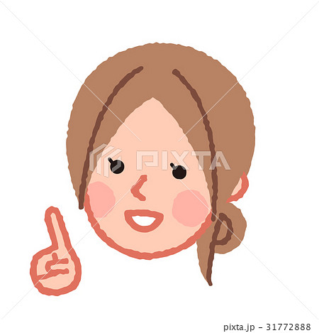 指差しをする女性の顔 斜めのイラスト素材