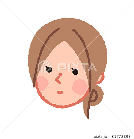 無表情な女性の顔 斜めのイラスト素材