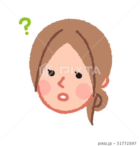考える女性の顔 斜めのイラスト素材