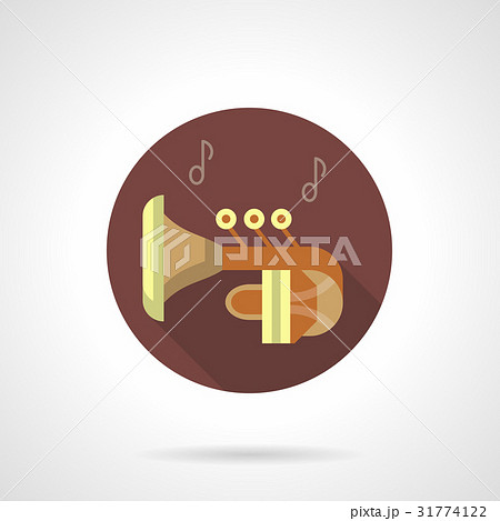 Brass wind tuba music flat round vector icon 31774122