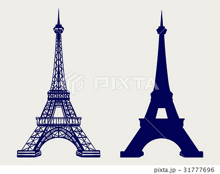 Eiffel tower silhouette and sketched icons 31777696
