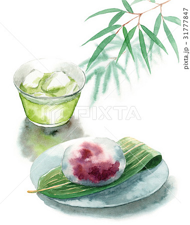 冷たい緑茶と水まんじゅう 31777847