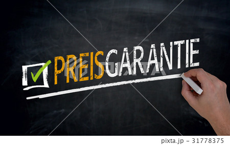 Preisgarantie (in german price guarantee) is written by hand on Preisgarantie (in german price guarantee) is written by hand on 31778375