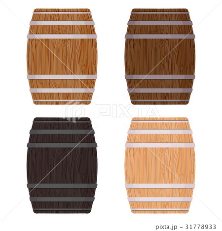 Wooden barrel with iron rings. Isolated on white 31778933
