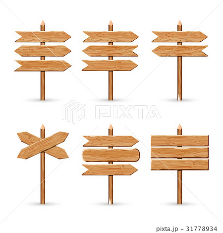 Wooden arrow signs board set. Vector wood 31778934