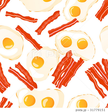 Bright fried eggs with bacon, breakfast pattern Bright fried eggs with bacon, breakfast pattern 31779151