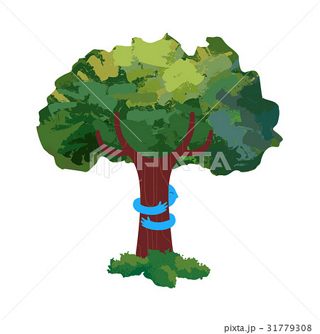 Tree hug for nature love concept illustration 31779308