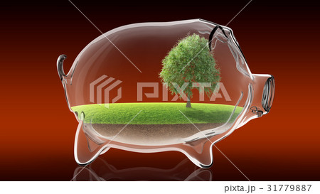 Transparent empty piggy bank. 3d rendering 31779887