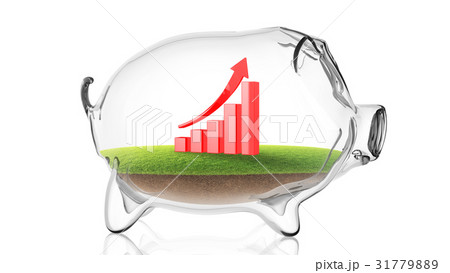 Rising financial graph inside transparent piggy Rising financial graph inside transparent piggy 31779889