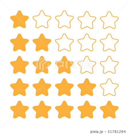 5 star rating set. Simple rounded shapes in grey 5 star rating set. Simple rounded shapes in grey 31781264