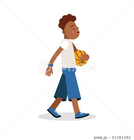 Cute young boy playing basketball cartoon 31781292