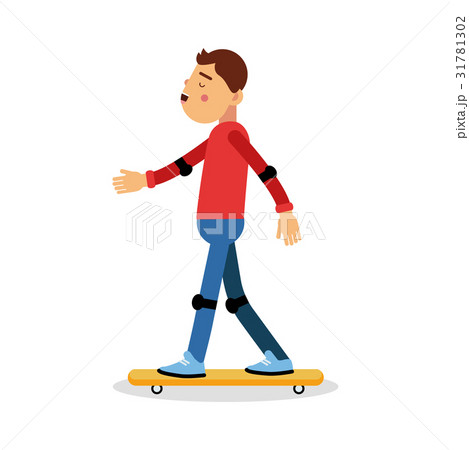 Young boy skateboarding cartoon character, kids 31781302