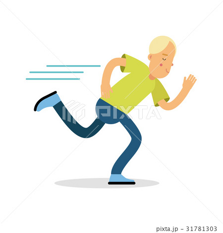 Active boy teenager running cartoon character 31781303