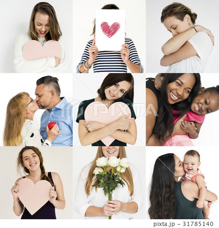 Set of Diversity People Love Smitten Feeling Studio Collage Set of Diversity People Love Smitten Feeling Studio Collage 31785140
