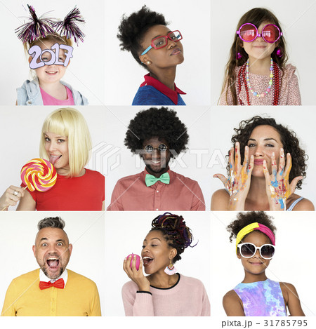 Collages diverse ethnic cheerful people Collages diverse ethnic cheerful people 31785795