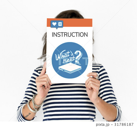 Woman holding network graphic overlay banner 31786187